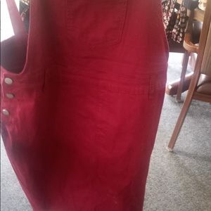 Red jean skirt romper